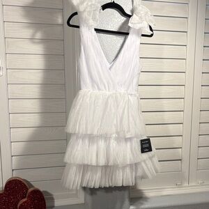 Elegant White Tiered Juniors Dress